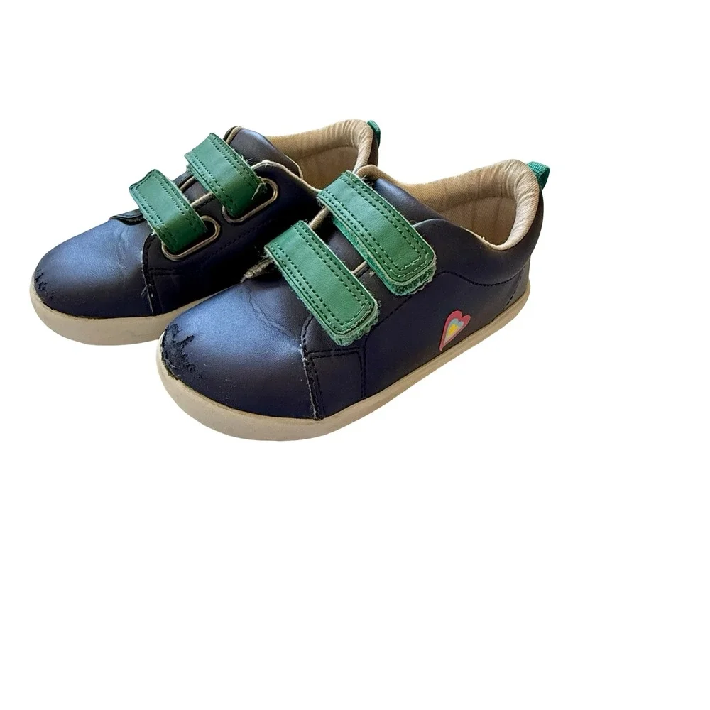 Ten Little Sneakers Navy Blue Green Kids Size 10